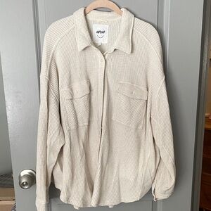 Aerie Textured Cream Overshirt
